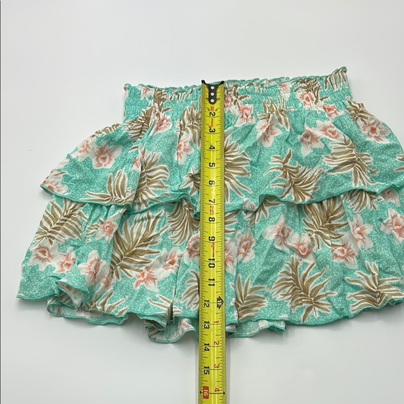 Body Glove Sally Skirt Small Floral Teal Mini Tiered Ruffle Elastic Waist Boho - Picture 9 of 10